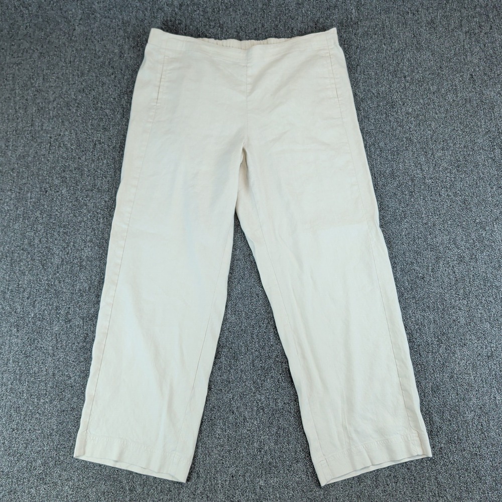 J. Jill Coastal Linen Blend Pants Womens 16 Petite Beige Straight Leg Stretch — photo 2